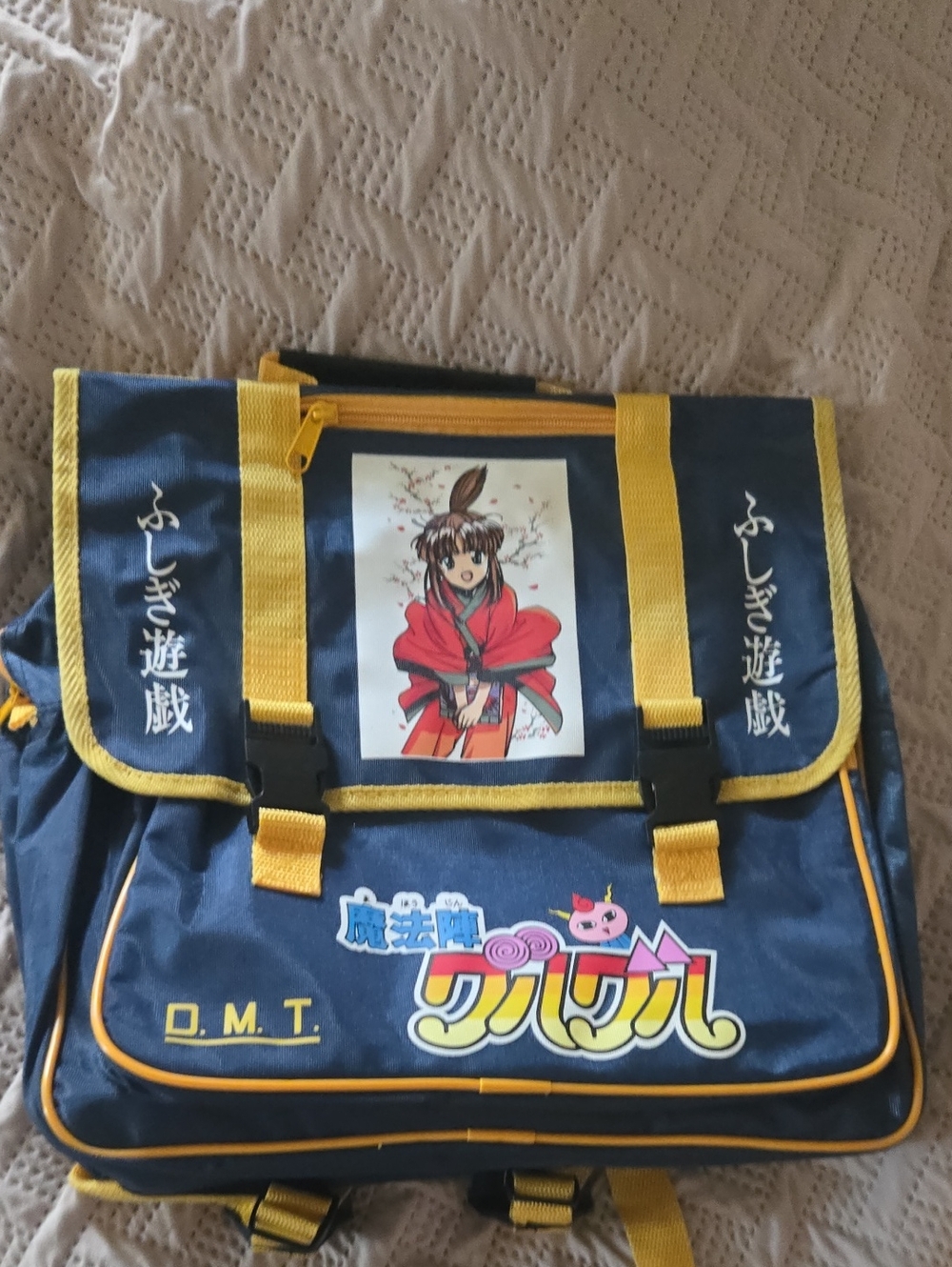 Blue and Yellow Anime Messenger Backpack